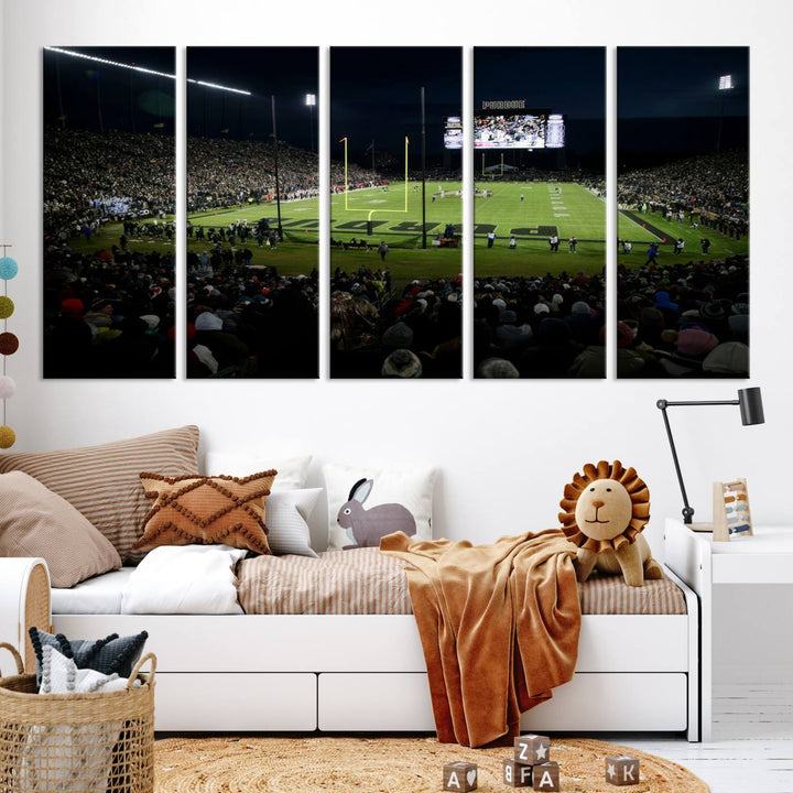 Purdue Boilermakers Football Team Print - West Lafayette Ross–Ade Stadium Wall Art Canvas Print