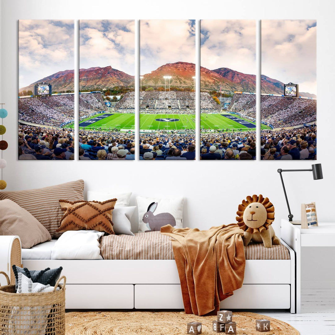 Brigham Young University Cougars Football Team Print - Provo LaVell Edwards Stadium Wall Art Canvas Print.