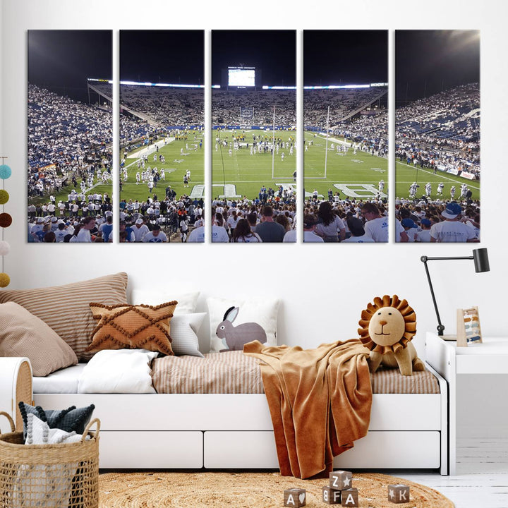 Brigham Young University Cougars Football Team Print - Provo LaVell Edwards Stadium Wall Art Canvas Print.