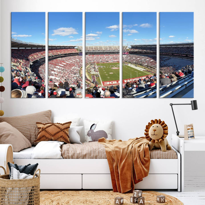 University of Alabama Crimson Tide Football Team Print - Tuscaloosa Bryant-Denny Stadium Wall Art Canvas Print