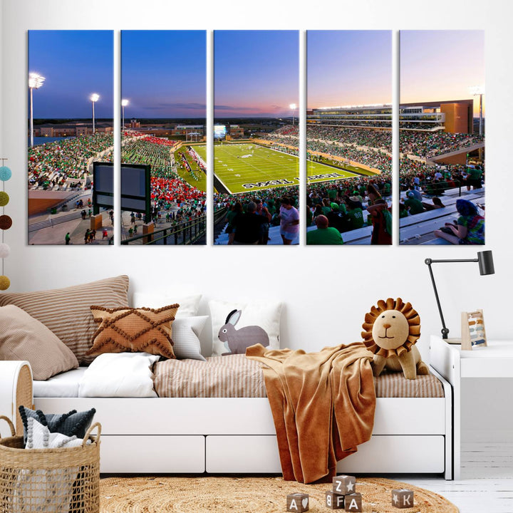 University of North Texas Mean Green Football Team Print - Denton DATCU Stadium Wall Art Canvas Print