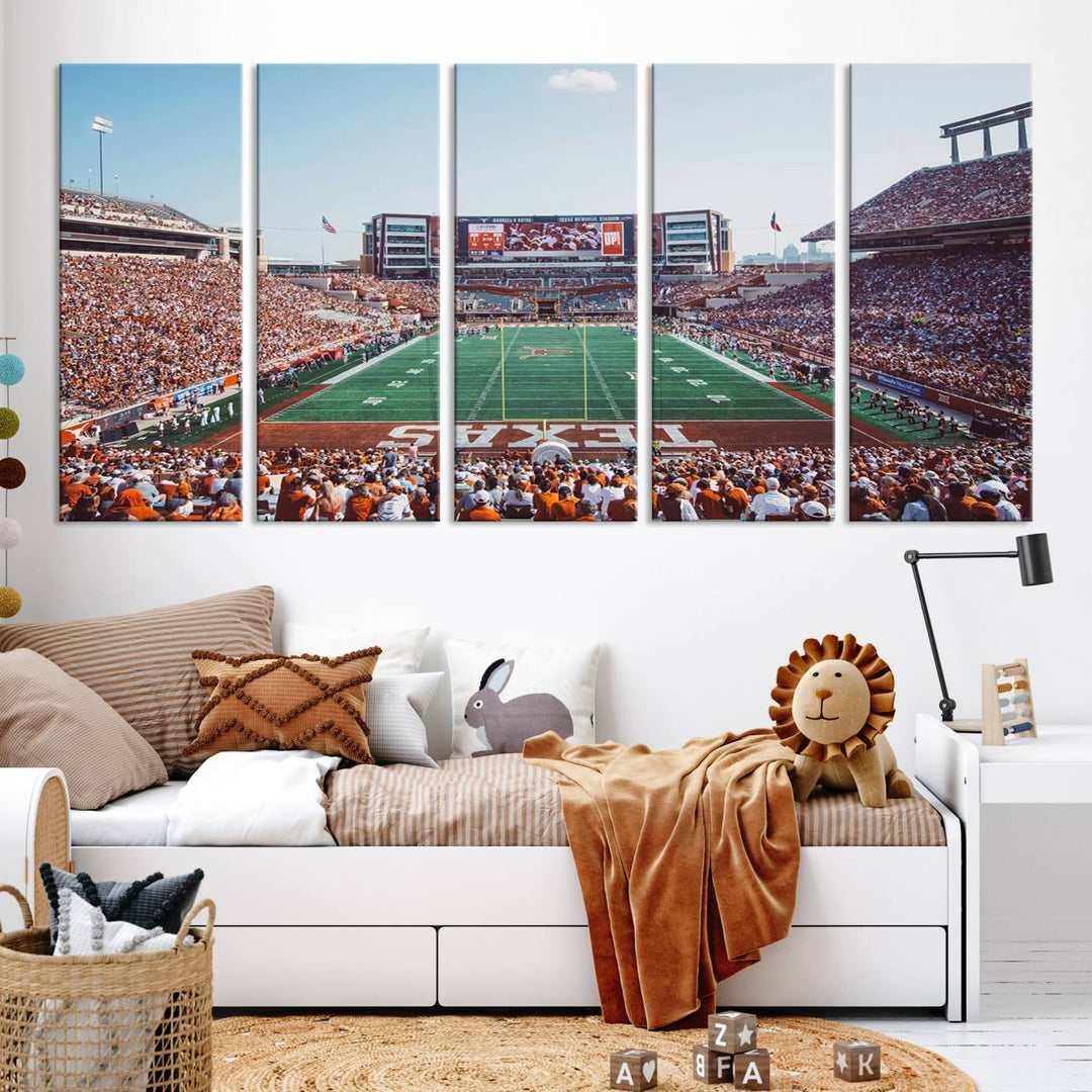 University of Texas Longhorns Football Team Print - Austin Darrell K Royal-Texas Memorial Stadium at Campbell-Williams Field Wall Art Canvas Print