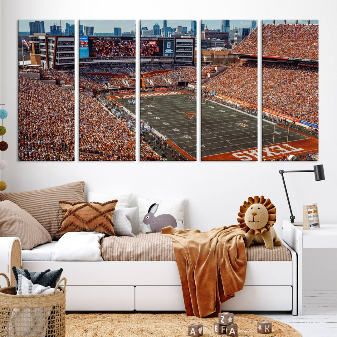 University of Texas Longhorns Football Team Print - Austin Darrell K Royal-Texas Memorial Stadium Wall Art Canvas Print