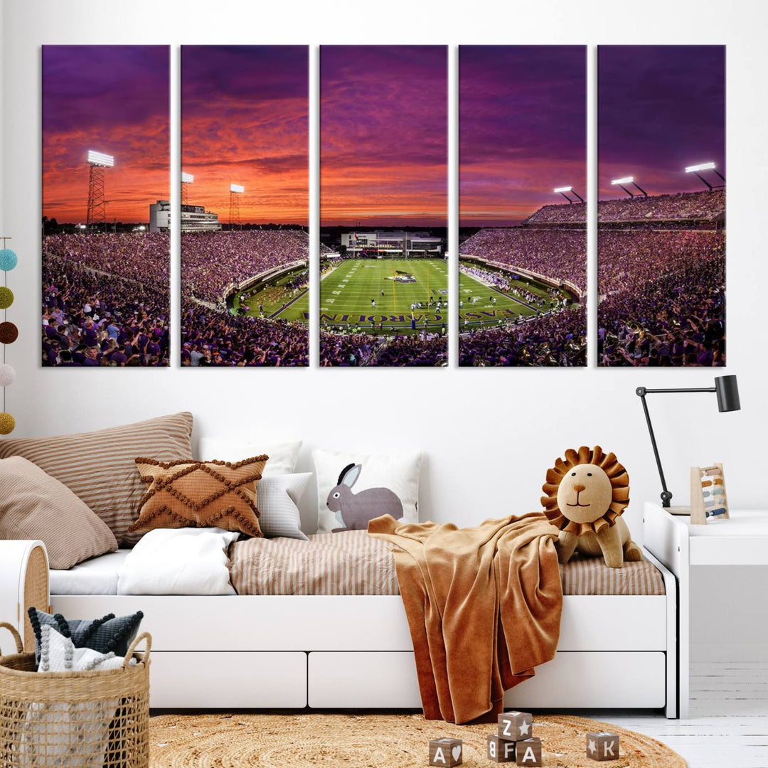 East Carolina University Pirates Football Team Print - Greenville Dowdy-Ficklen Stadium Wall Art Canvas Print