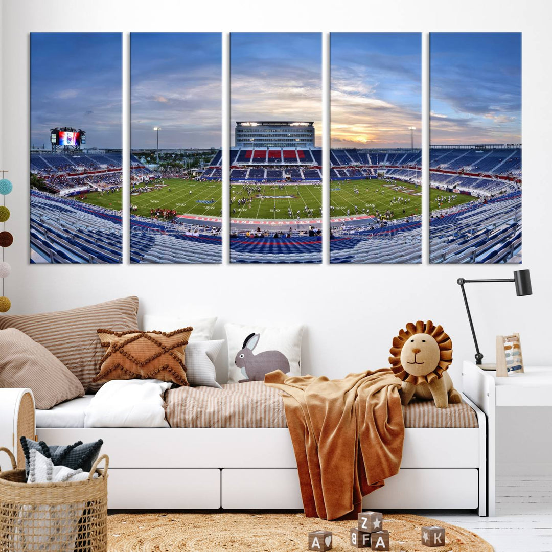 Florida Atlantic University Owls Football Team Print - Boca Raton FAU Stadium Wall Art Canvas Print