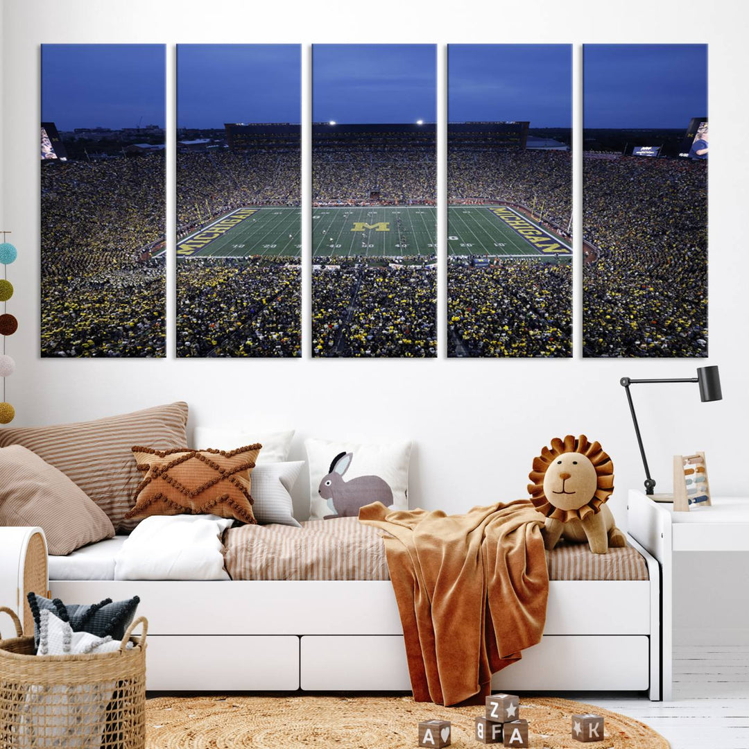 University of Michigan Wolverines Football Team Print - Ann Arbor Michigan Stadium Wall Art Canvas Print