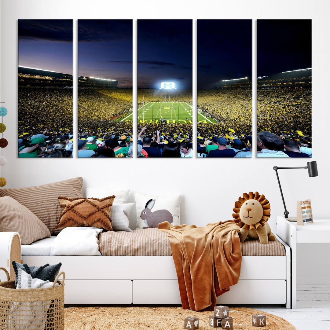 University of Michigan Wolverines Football Team Print - Ann Arbor Michigan Stadium Wall Art Canvas Print