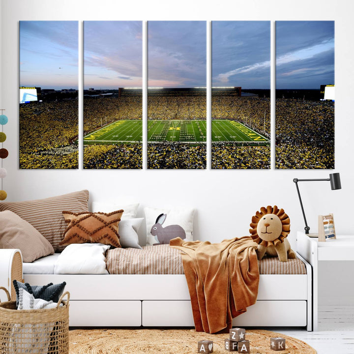 University of Michigan Wolverines Football Team Print - Ann Arbor Michigan Stadium Wall Art Canvas Print