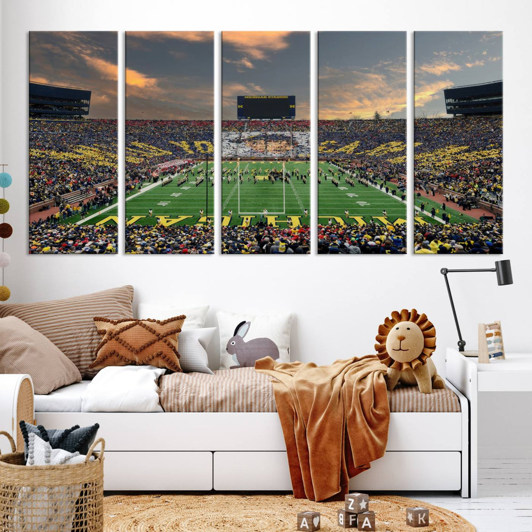 University of Michigan Wolverines Football Team Print - Ann Arbor Michigan Stadium Wall Art Canvas Print