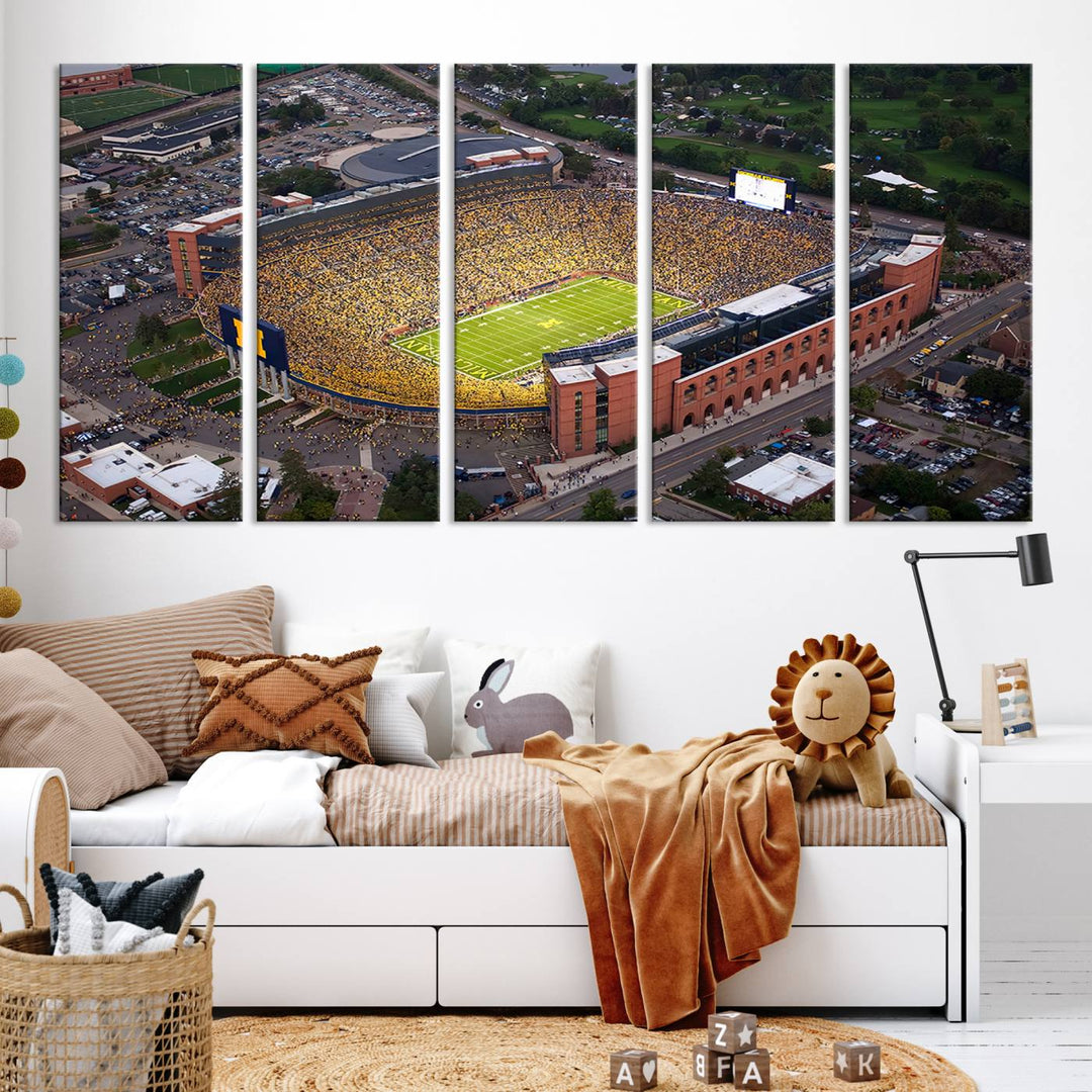 University of Michigan Wolverines Football Team Print - Ann Arbor Michigan Stadium Wall Art Canvas Print