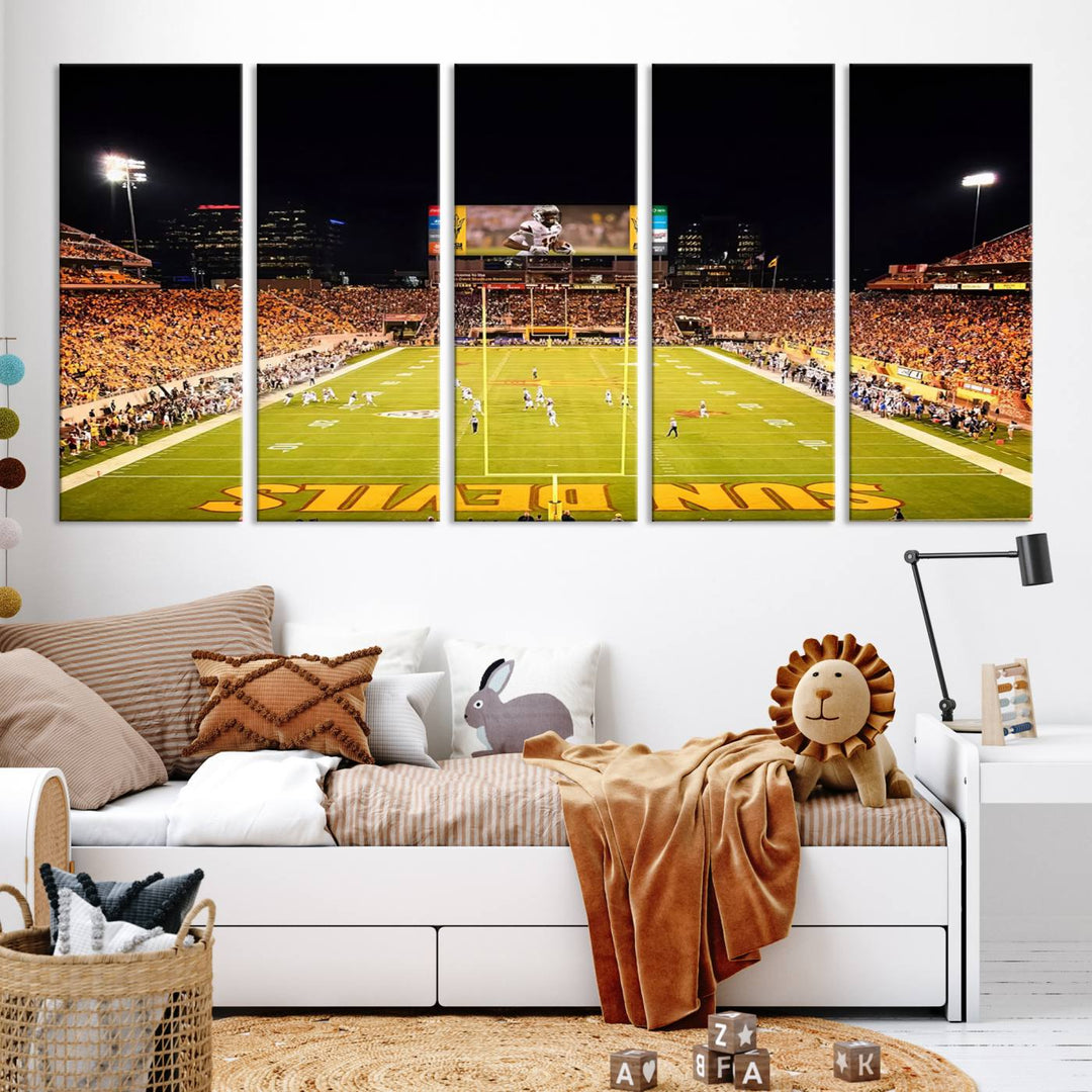 ASU Sun Devils Football Team Print - Phoenix Mountain America Stadium Wall Art Canvas Print