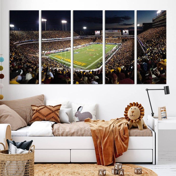 ASU Sun Devils Football Team Print - Phoenix Mountain America Stadium Wall Art Canvas Print