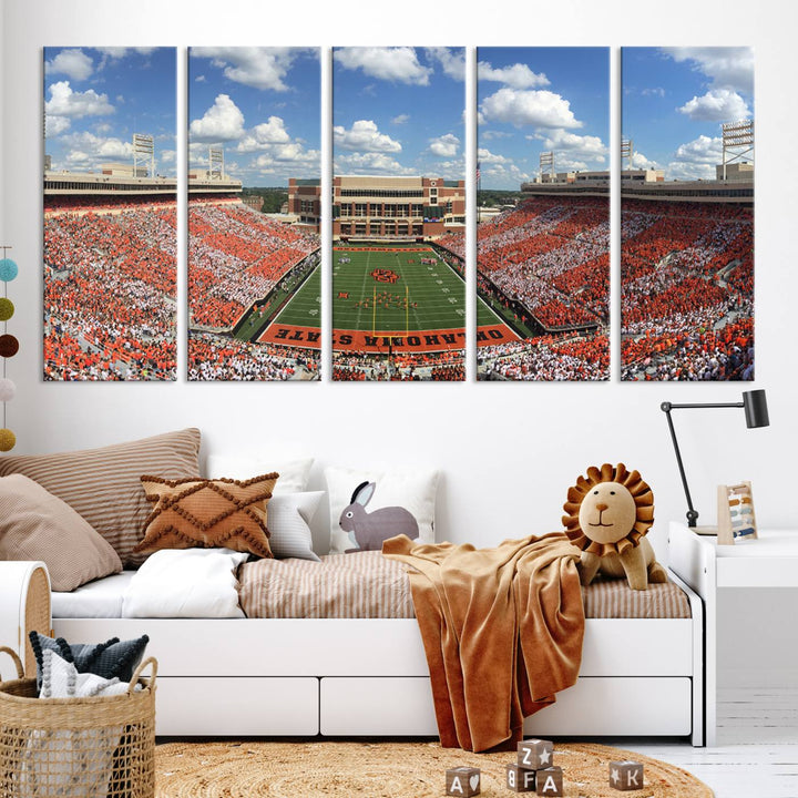 Oklahoma State Cowboys Football Team Print - Stillwater Boone Pickens Stadium Wall Art Canvas Print