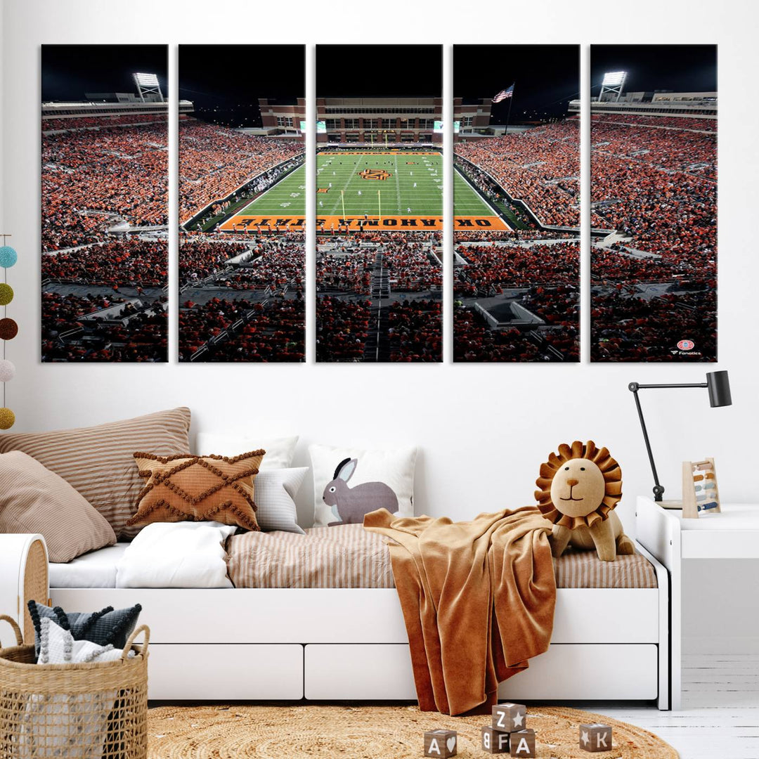 Oklahoma State Cowboys Football Team Print - Stillwater Boone Pickens Stadium Wall Art Canvas Print