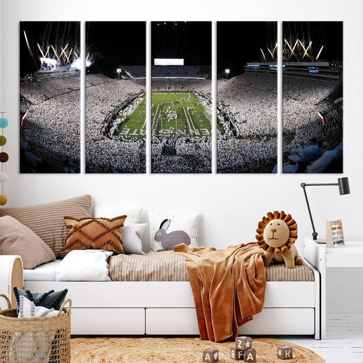 Penn State Nittany Lions Football Team Print - University Park Beaver Stadium Wall Art Canvas Print