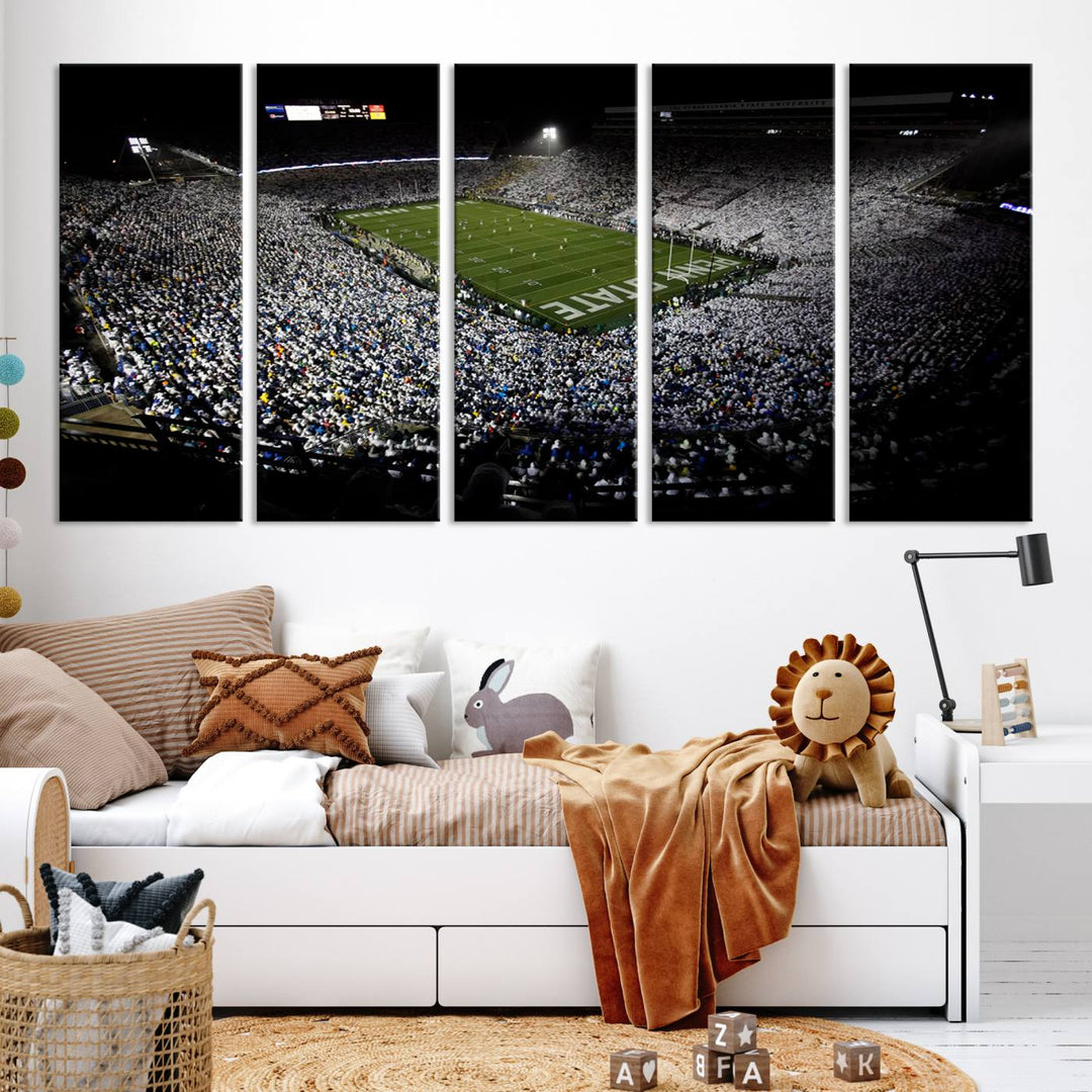 Penn State Nittany Lions Football Team Print - University Park Beaver Stadium Wall Art Canvas Print