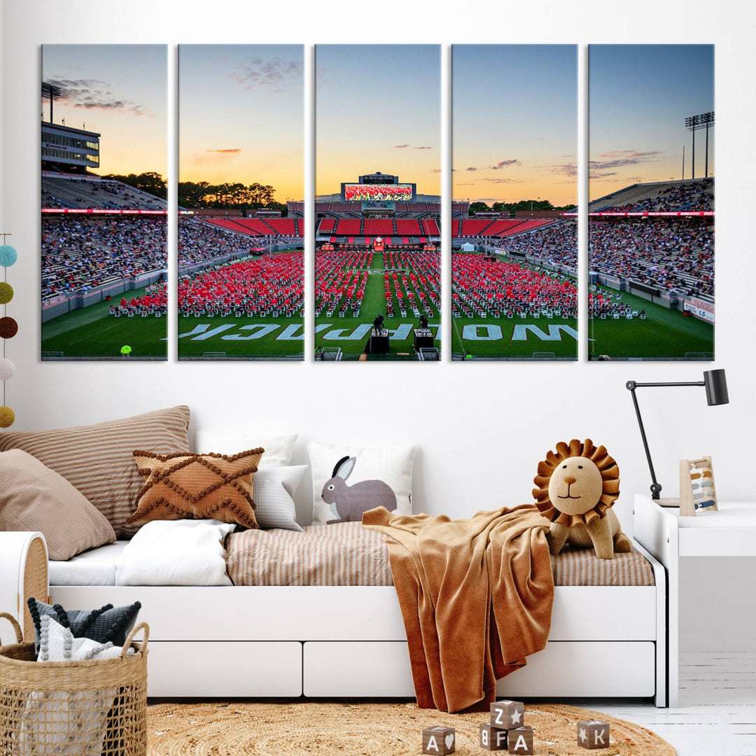 NC State Wolfpack Football Team Print - Raleigh Carter-Finley Stadium Wall Art Canvas Print