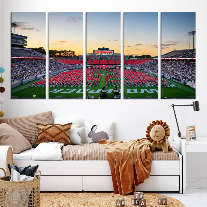 NC State Wolfpack Football Team Print - Raleigh Carter-Finley Stadium Wall Art Canvas Print