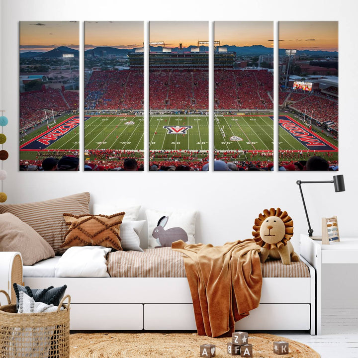 Arizona Wildcats Football Team Print - Tucson Arizona Stadium Wall Art Canvas Print