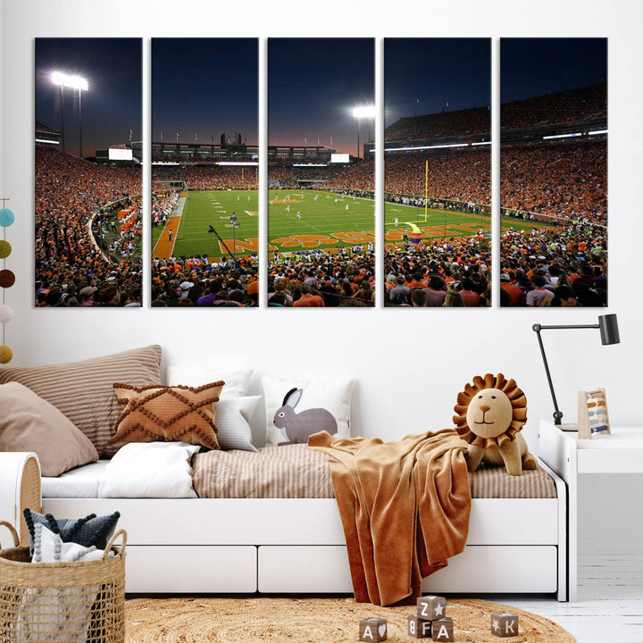 Clemson University Tigers Football Team Print - Clemson Memorial Stadium Wall Art Canvas Print