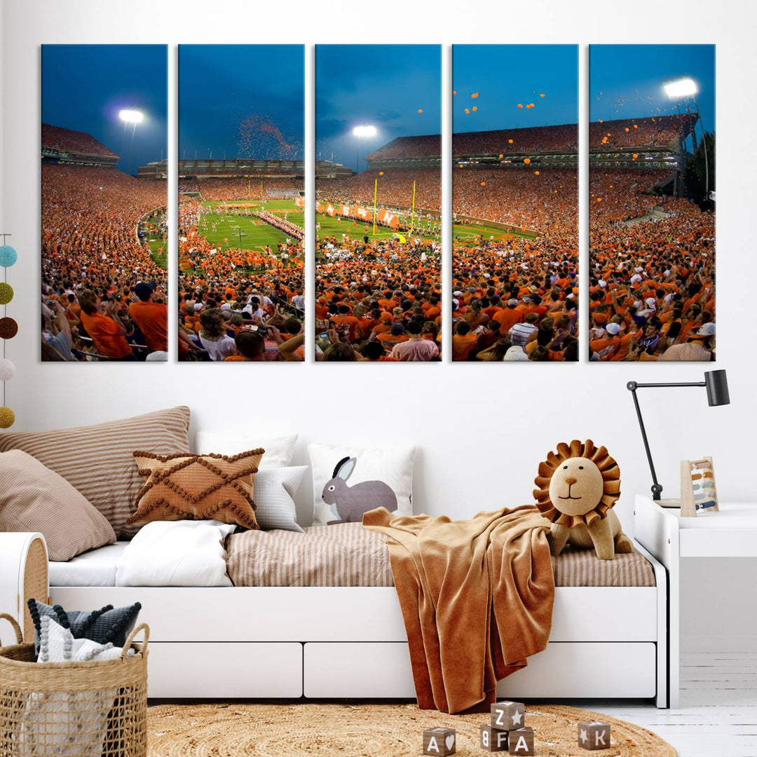 Clemson University Tigers Football Team Print - Clemson Memorial Stadium Wall Art Canvas Print