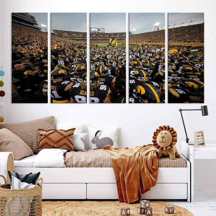 Iowa University Hawkeyes Football Team Print - Iowa City Kinnick Stadium Wall Art Canvas Print