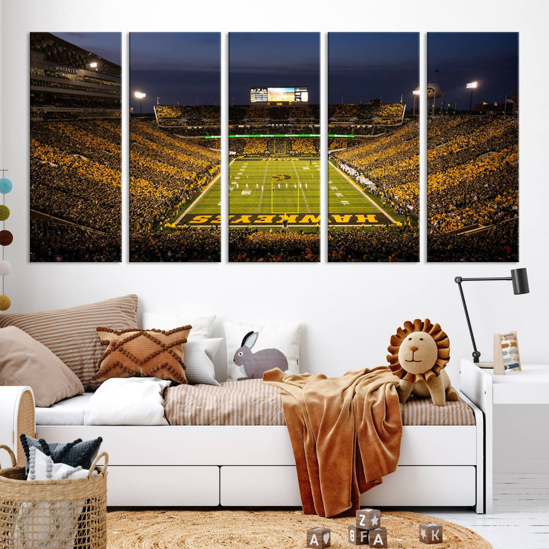 Iowa University Hawkeyes Football Team Print - Iowa City Kinnick Stadium Wall Art Canvas Print