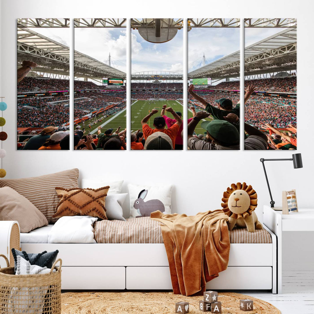 Miami Hurricanes Football Team Print - Miami Hard Rock Stadium Wall Art Canvas Print