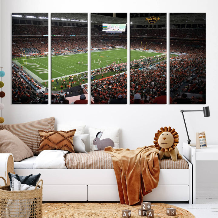 Miami Hurricanes Football Team Print - Miami Hard Rock Stadium Wall Art Canvas Print