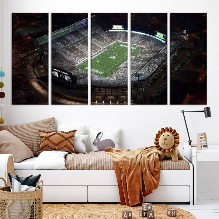 Michigan State Spartans Football Team Print - East Lansing Spartan Stadium Wall Art Canvas Print