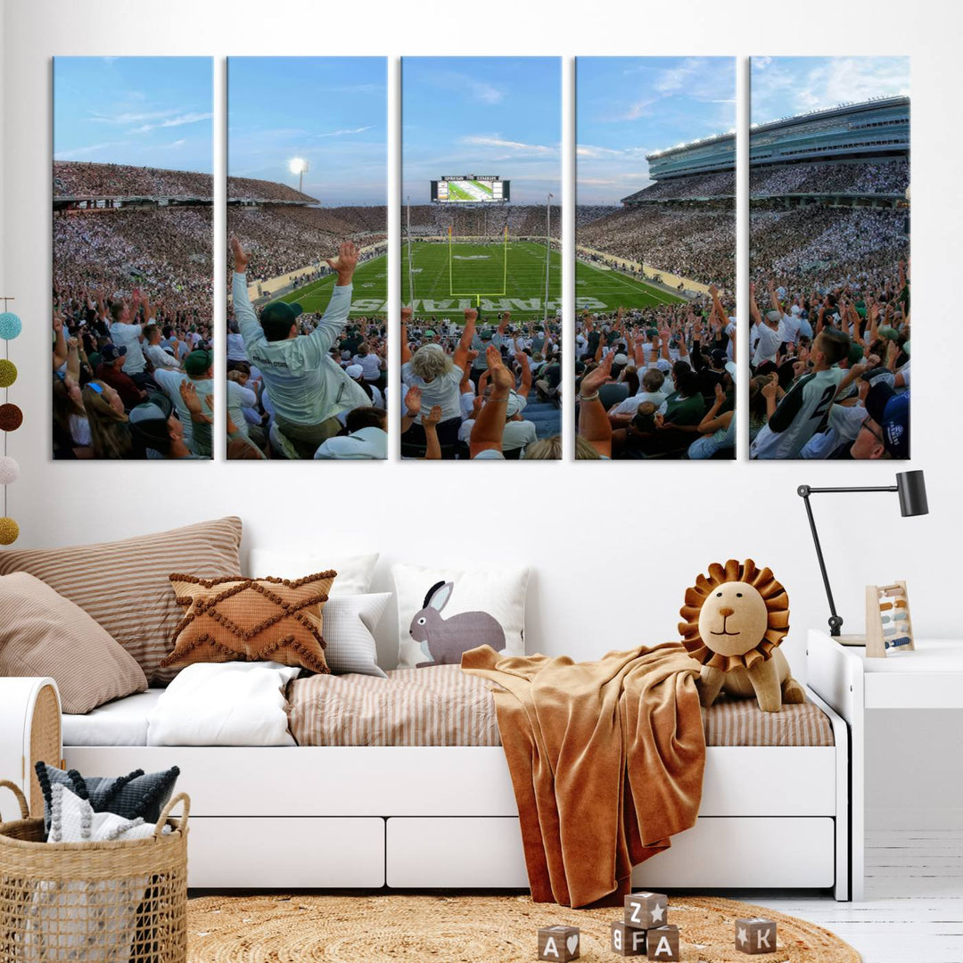 Michigan State Spartans Football Team Print - East Lansing Spartan Stadium Wall Art Canvas Print