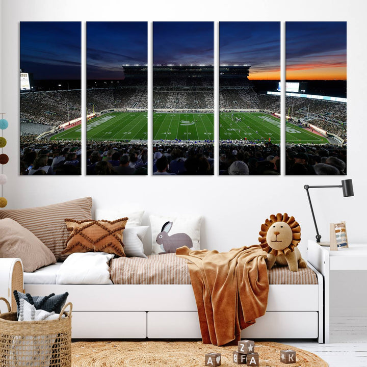 Michigan State Spartans Football Team Print - East Lansing Spartan Stadium Wall Art Canvas Print