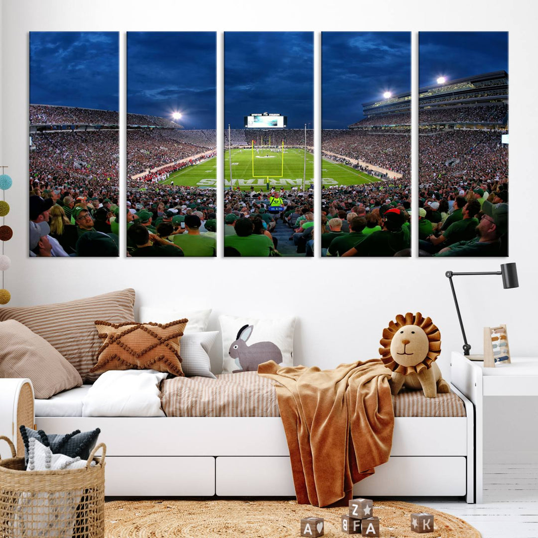 Michigan State Spartans Football Team Print - East Lansing Spartan Stadium Wall Art Canvas Print