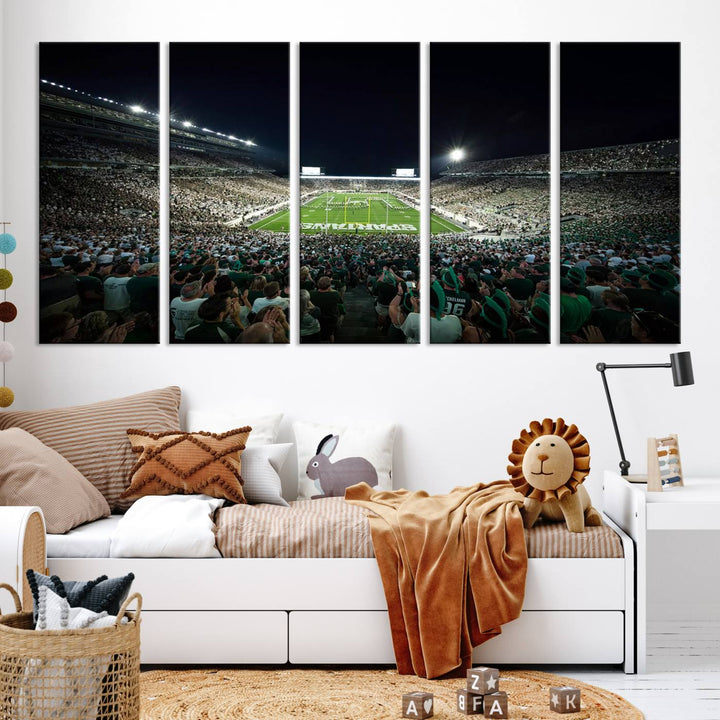 Michigan State Spartans Football Team Print - East Lansing Spartan Stadium Wall Art Canvas Print