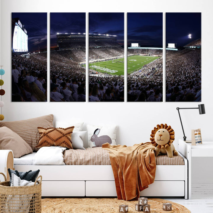 Michigan State Spartans Football Team Print - East Lansing Spartan Stadium Wall Art Canvas Print