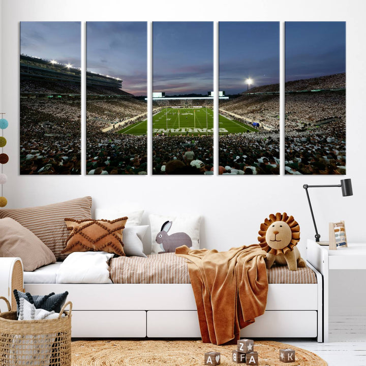 Michigan State Spartans Football Team Print - East Lansing Spartan Stadium Wall Art Canvas Print