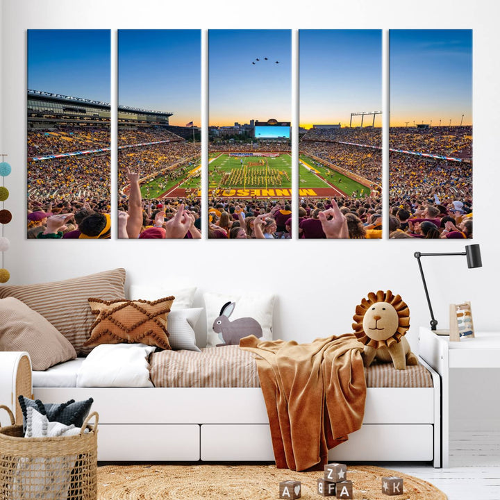 University of Minnesota Golden Gophers Football Team Print - Minneapolis Huntington Bank Stadium Wall Art Canvas Print