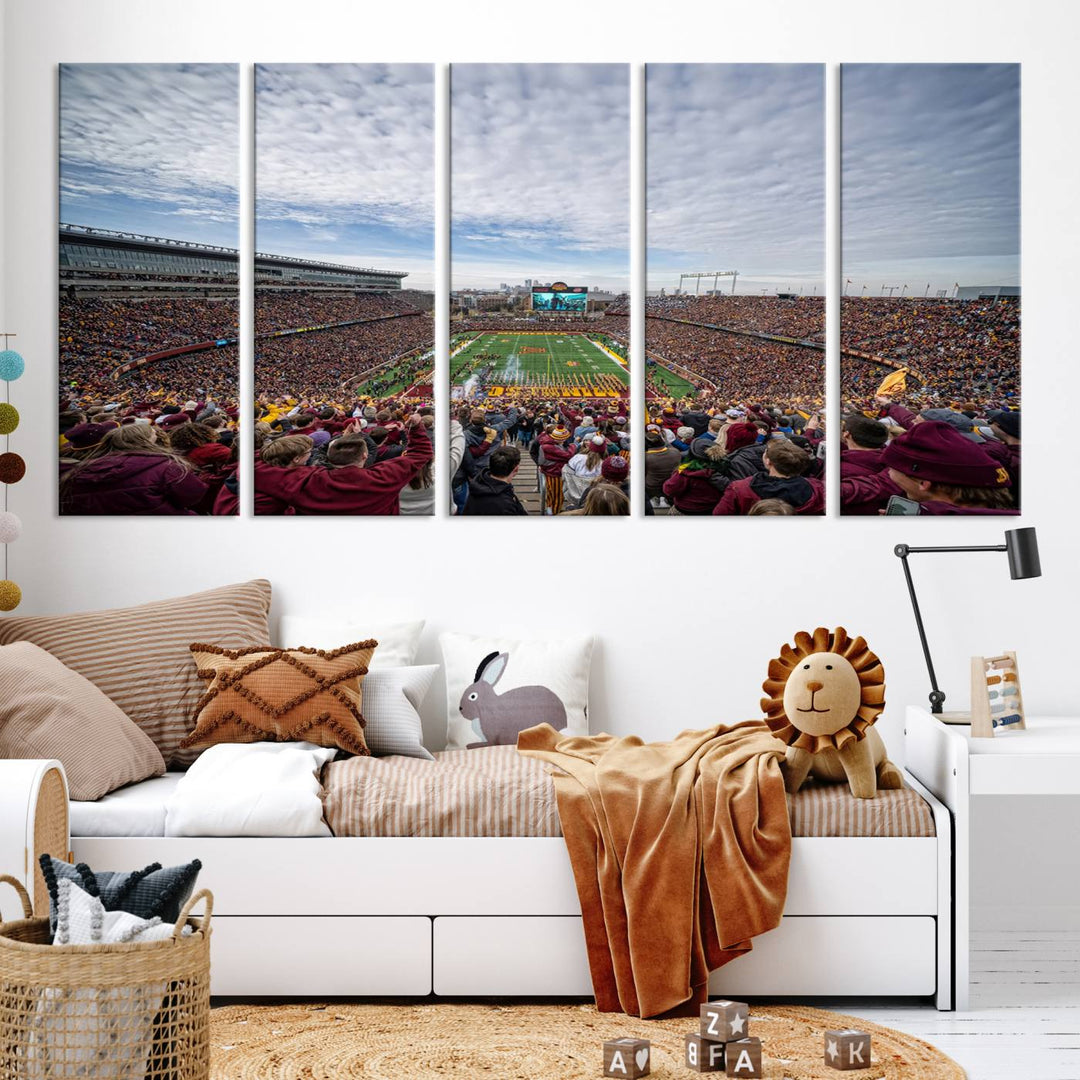 University of Minnesota Golden Gophers Football Team Print - Minneapolis Huntington Bank Stadium Wall Art Canvas Print