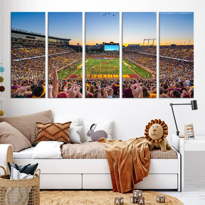 University of Minnesota Golden Gophers Football Team Print - Minneapolis Huntington Bank Stadium Wall Art Canvas Print