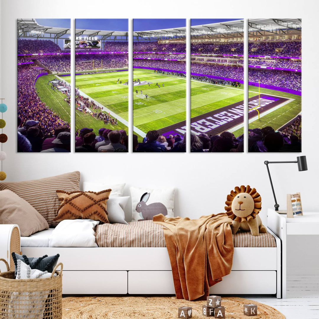 Northwestern University Wildcats Football Team Print - Evanston Ryan Field Wall Art Canvas Print