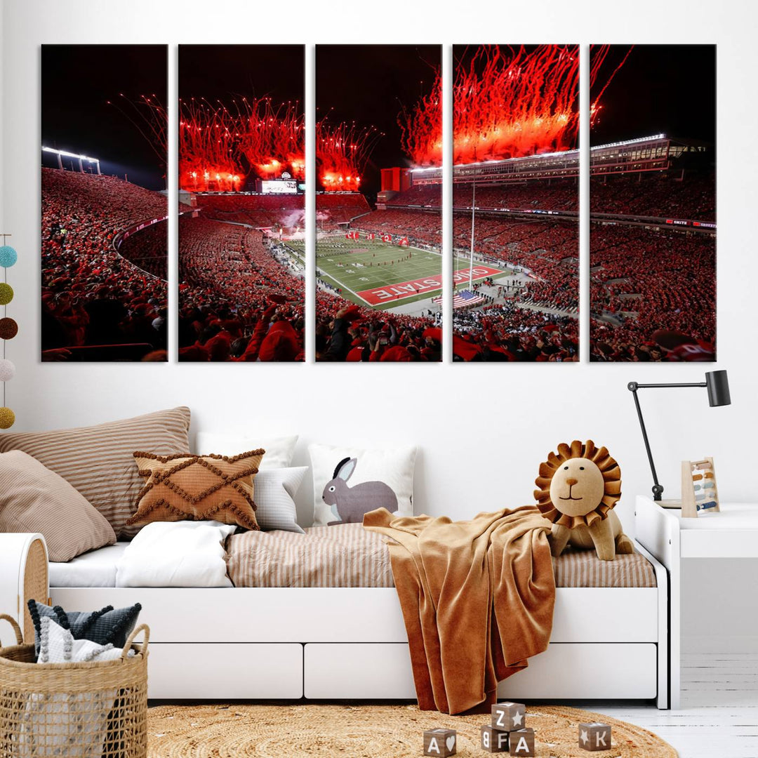 Ohio State University Buckeyes Football Team Print - Columbus Ohio Stadium Wall Art Canvas Print