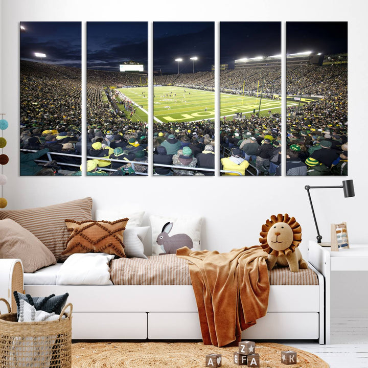 University of Oregon Ducks Football Team Print - Eugene Autzen Stadium Wall Art Canvas Print