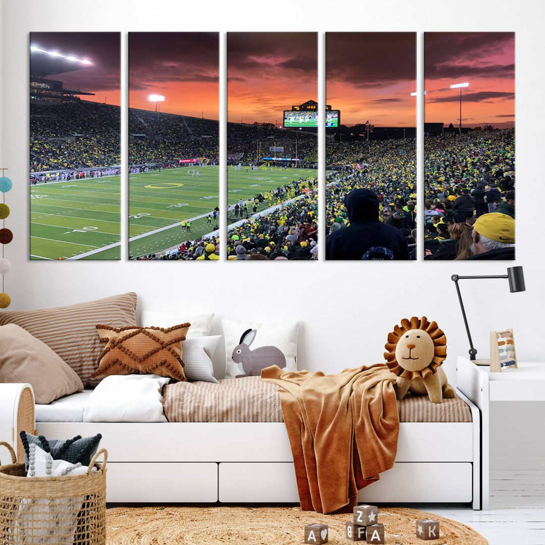 University of Oregon Ducks Football Team Print - Eugene Autzen Stadium Wall Art Canvas Print