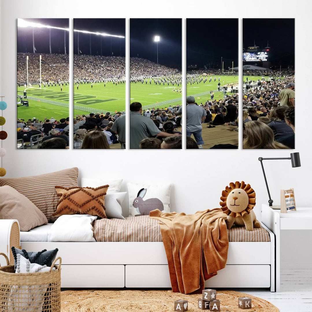 Purdue University Boilermakers Football Team Print - West Lafayette Ross-Ade Stadium Wall Art Canvas Print