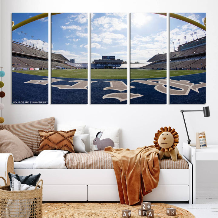 Rice University Owls Football Team Print - Houston Rice Stadium Wall Art Canvas Print