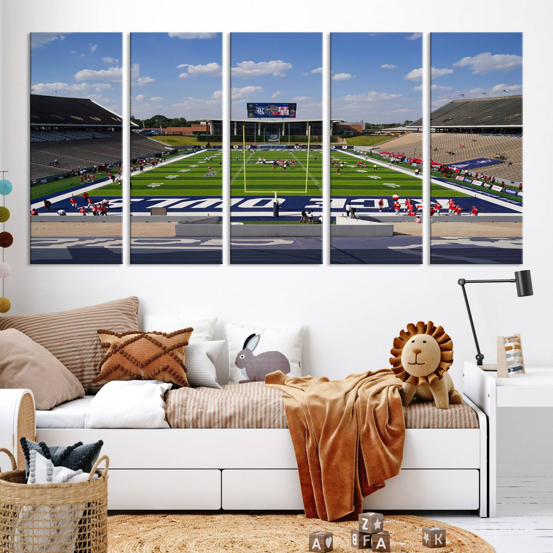 Rice University Owls Football Team Print - Houston Rice Stadium Wall Art Canvas Print