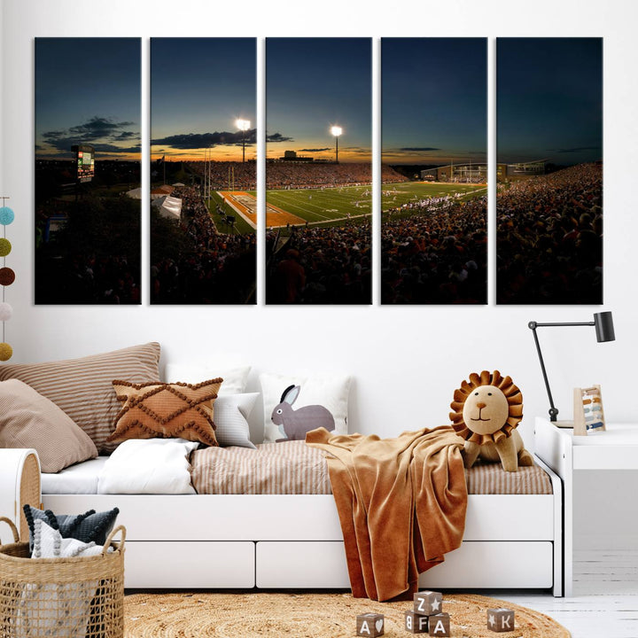 Ball State Cardinals Football Team Print - Muncie Scheumann Stadium Wall Art Canvas Print