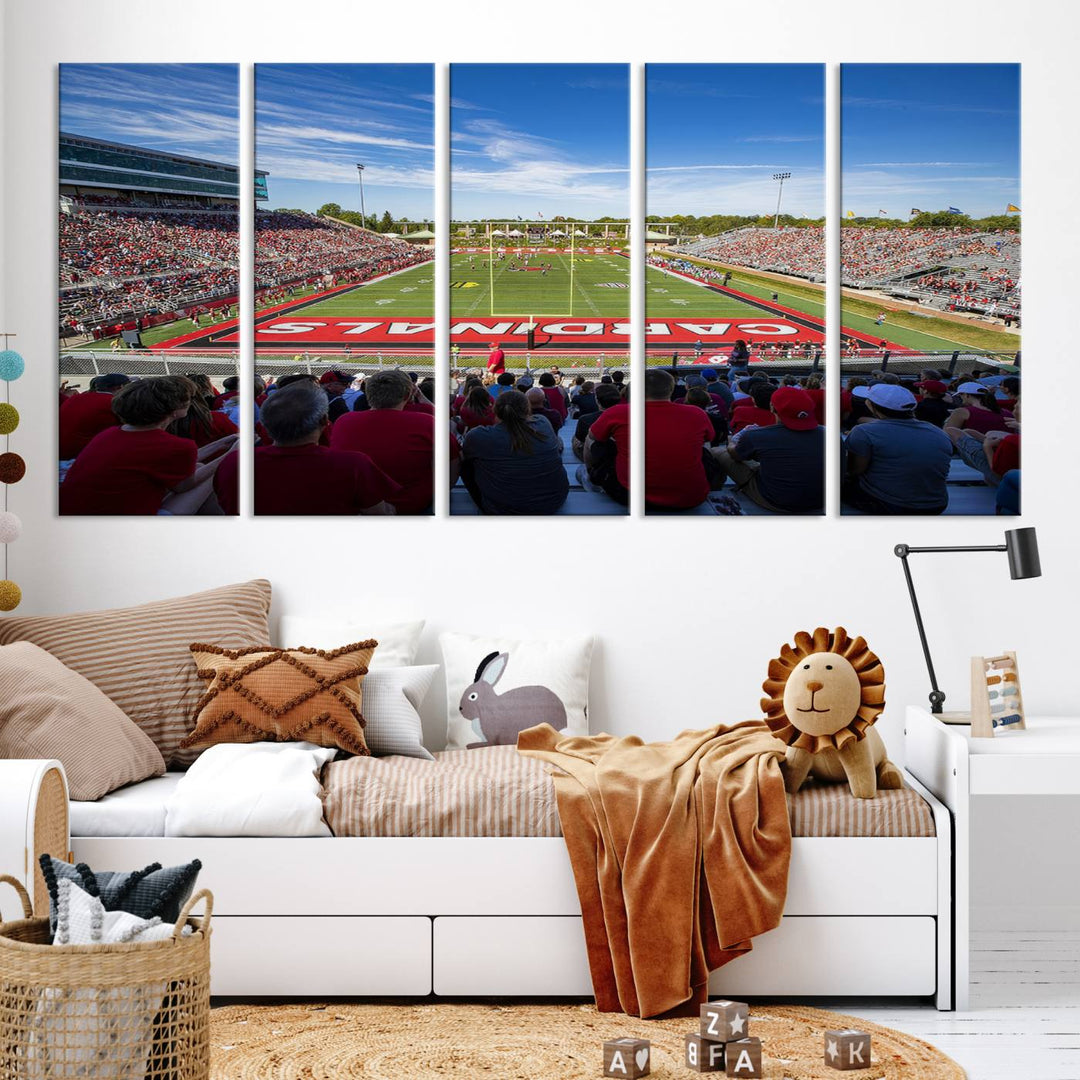 Ball State Cardinals Football Team Print - Muncie Scheumann Stadium Wall Art Canvas Print