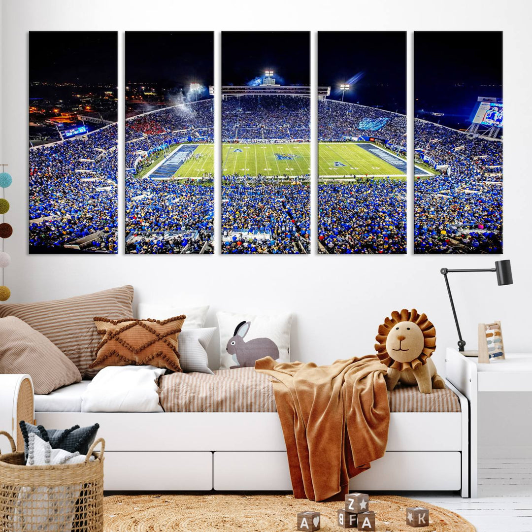 University of Memphis Tigers Football Team Print - Memphis Simmons Bank Liberty Stadium Wall Art Canvas Print