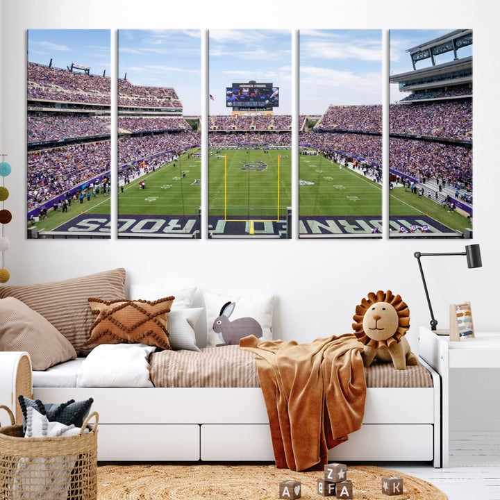 TCU Horned Frogs Football Team Print - Fort Worth Amon G. Carter Stadium Wall Art Canvas Print.t